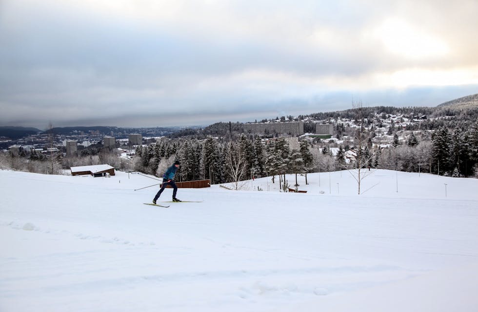 LILLOMARKA ARENA: Det er strålende forhold i både Lillomarka arena og på skøytebanen på Steinbruvann. Lille julaften var det folksomt i marka. Foto: