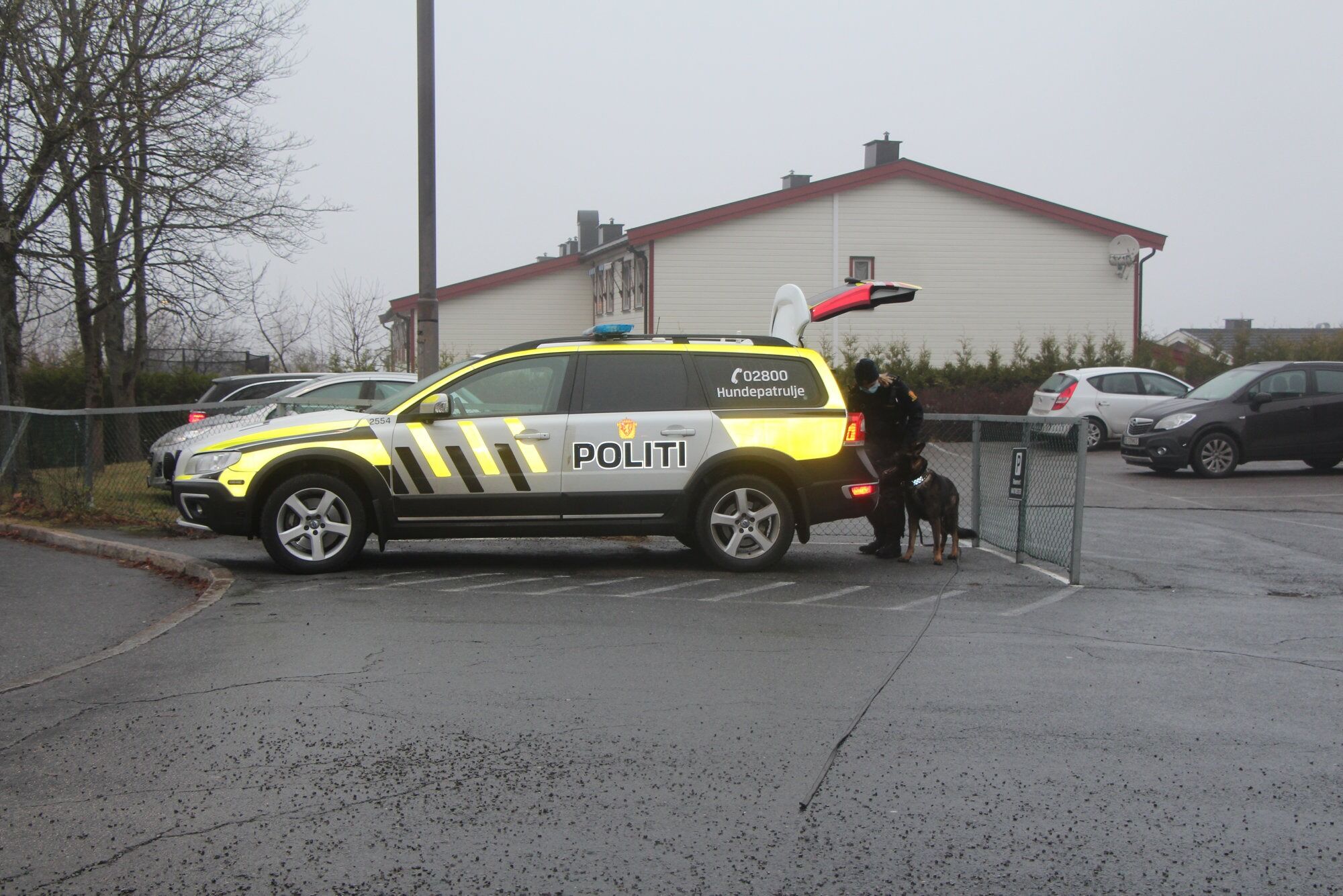 LINDEBRG: Politiet mener det ikke er usannsynlig at 15-åringen ville forsøke å påvirke vitner i saken og har derfor forlenget fengslingen. Her fra Jerikoveien på Lindeberg da hundepatruljen gjennomførte søk. Foto: