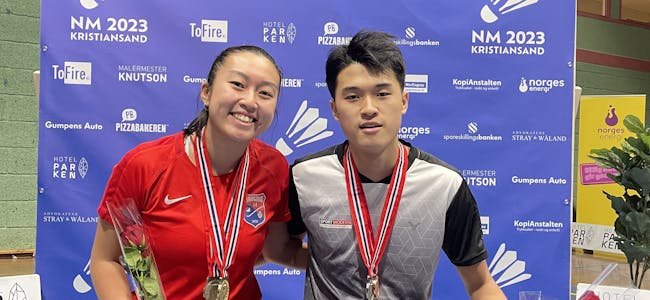 NM-SUKSESS: Søsknene Aimee og Mathias sto for medaljebeholdningen til Haugerud IF i badminton-NM. Foto: