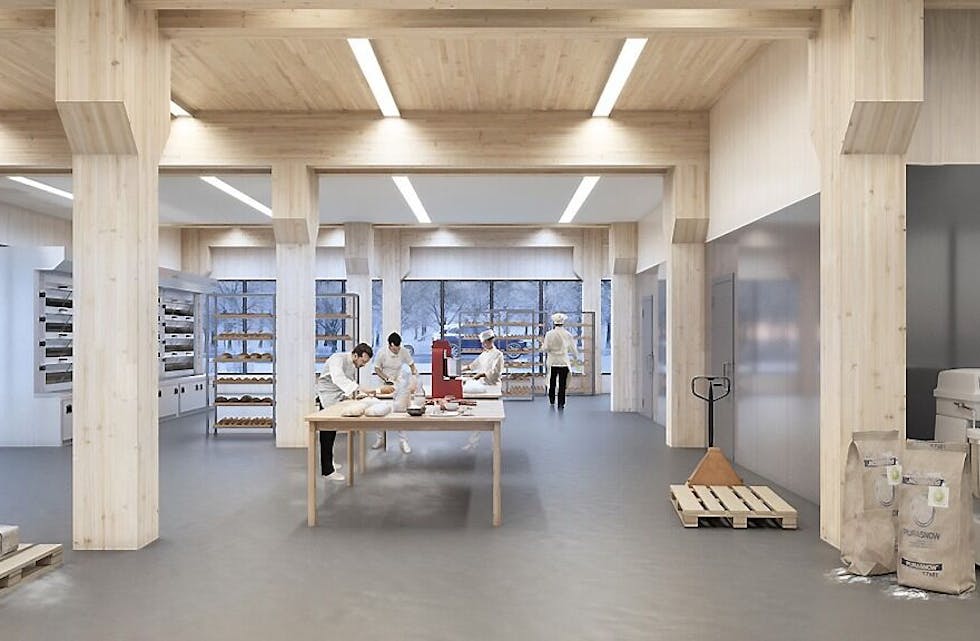 BAKERI: I de opprinnelige planene var det tiltenkt et bakeri i 1. etasje. Foto: Eriksen/Skajaa Arkitekter