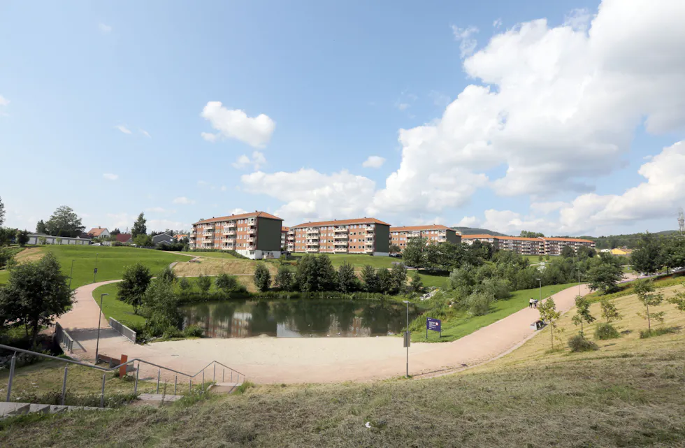 Dammen i Bjerkedalen park. Foto: