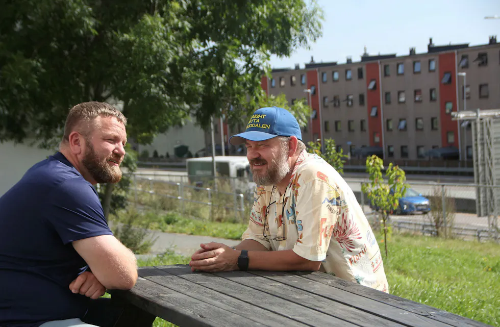 POSITIVT INNTRYKK: Anders Røberg-Larsen (t.v.) og Lars Erik Fuglesang fikk fornyet tro på endringer langs Trondheimsveien etter møtet med samferdselsdepartementet. Foto: Ørjan Brage