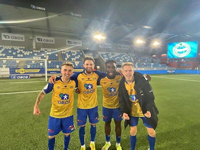 MÅLSCORERNE: Fabian Ø. Ness, Nikolai J. Hristov, Peter Godly Michael og Torje Naustdal scoret Groruds mål i 4-2-seieren over Sandnes Ulf. Foto: