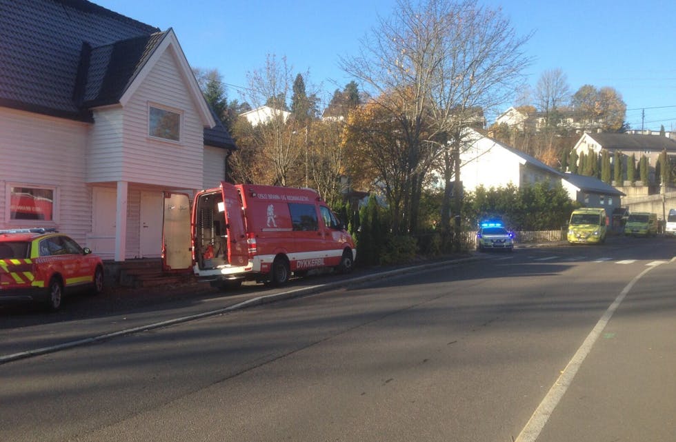 BRANN: Det brant i et hus i Nuggerudveien på Høybråten i dag. Foto: