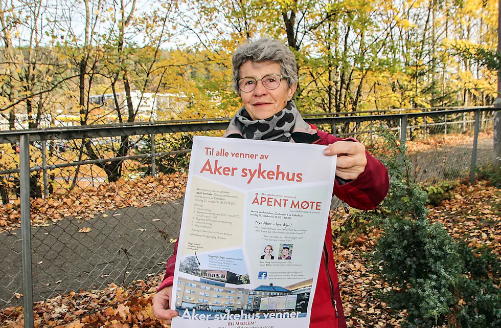 MØTE I GRORUD SAMFUNNSHUS: Leder Maren Rismyhr i Aker sykehus venner åpner dørene til samfunnshuset for årsmøte og åpent møte om Nye Aker. Foto: