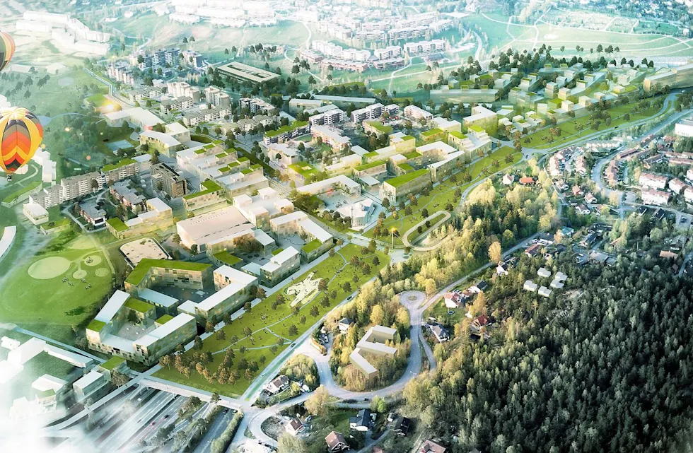 VISJONEN: Slik tenker kommunen at Furuset kan bygges, med lokk. Dessverre er ikke virkeligheten like enkel, ifølge Statens Vegvesen. Foto: