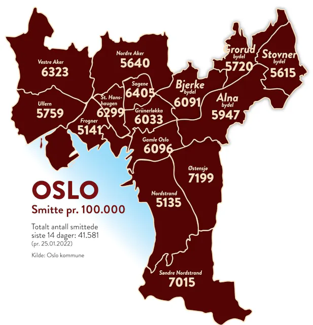 MYE SMITTE: Slik var situasjonen i Groruddalen tirsdag. Foto: Oslo kommune