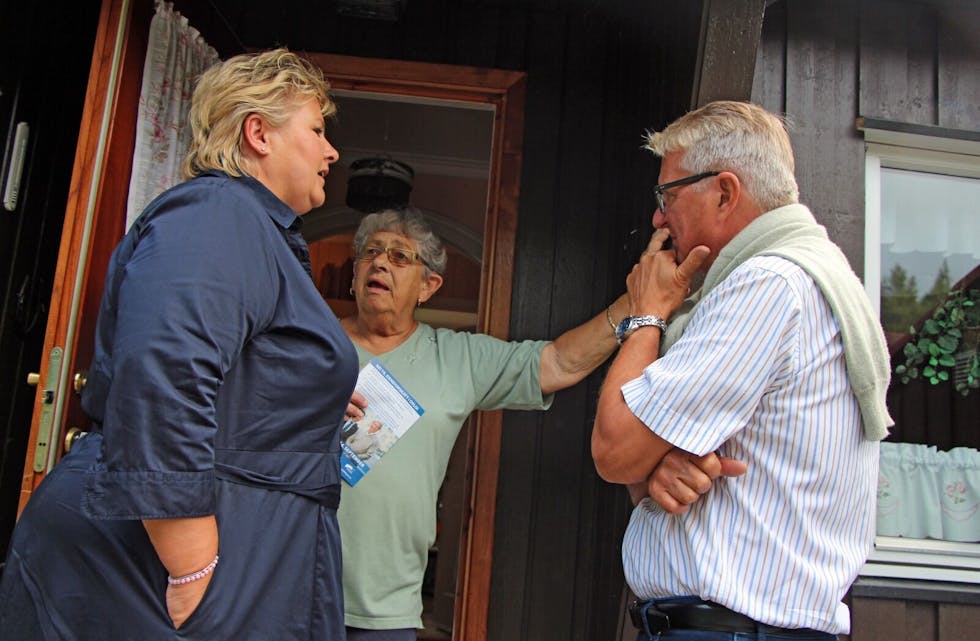 ENGASJERT: Den engasjerte 82-åringen Kari Tønnesen ba Erna Solberg og Fabian Stang om å få mer hjemmehjelp. Foto: