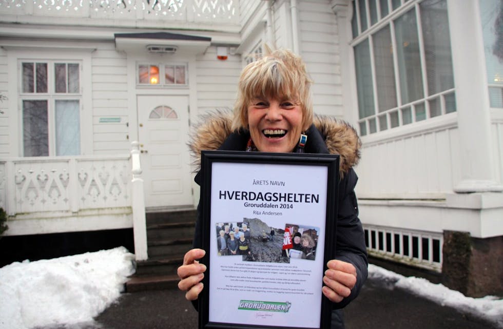 HVERDAGSHELTEN: En av Stovners mest ivrigste ildsjeler og miljøaktivister, Rita Andersen, ble onsdag tildelt prisen «Hverdagshelten 2014». Foto: