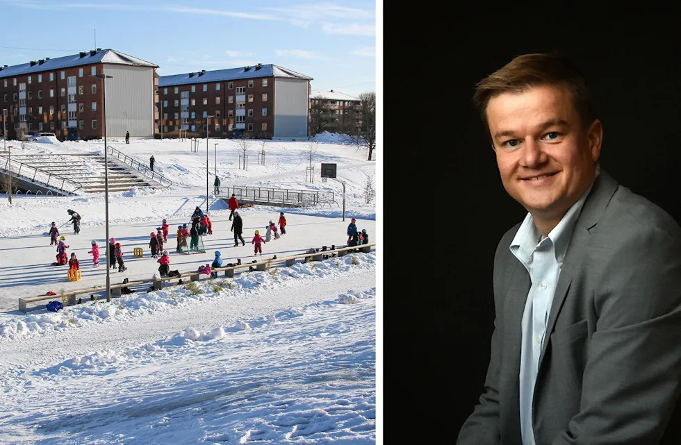 Artikkelforfatteren, Karl Arthur Giverholt, inntil nylig Venstres pressesjef på Stortinget, skal ikke gå mange minuttene før han kan snøre på seg skøytene i prisbelønte Bjerkedalen Park – rett nedenfor Bjerke Travbane. Foto: