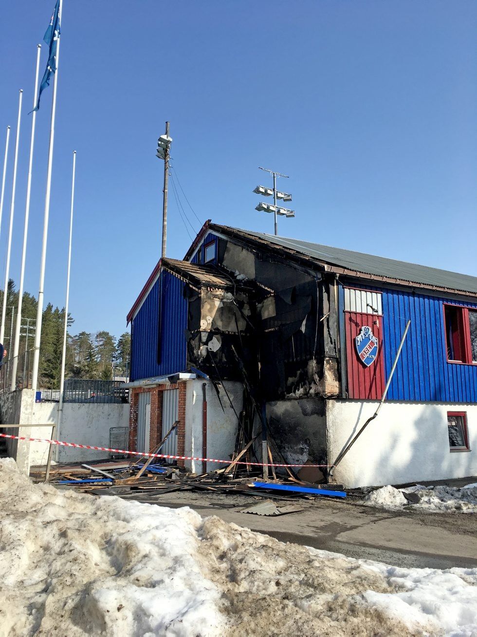 Greihuset sto i brann natt til lørdag. Foto: