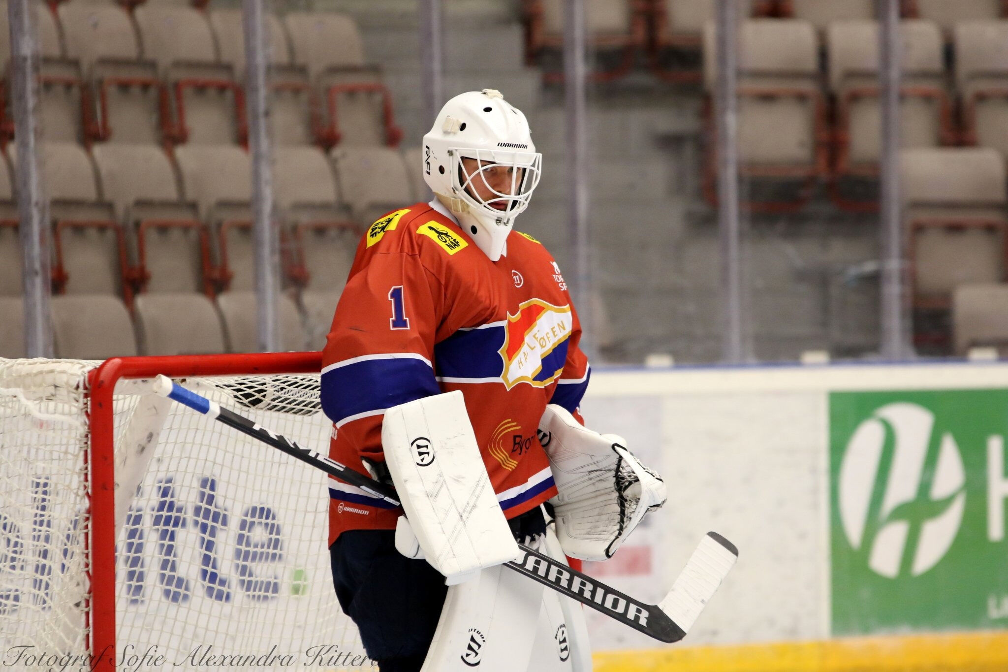 SVENSK SKUDDSTOPPER: Hasle-Lørens ishockeyherrer har god tro på at deres nye keeper, Victor Kilefors Petersson, vil hjelpe dem i å kapre mange poeng i årets sesong. Groruddølene har satt seg som mål å være med blant de bedre lagene i årets 1. divisjon. (Foto: Sofie Alexandra Kitterød.) Foto: Sofie Alexandra Kitterød