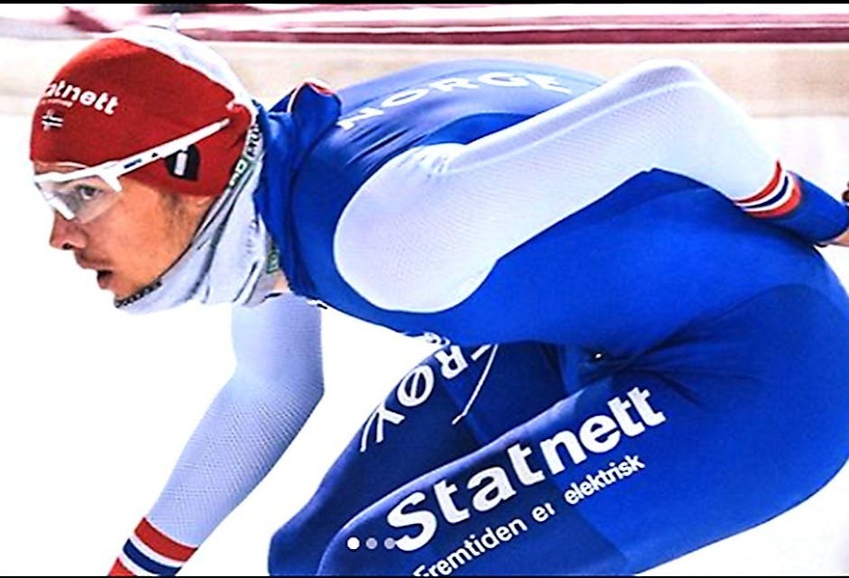 GÅR NM TIL HELGEN: Skøyteløper Allan Dahl Johansson fra Tveita fikk nylig et stipend fra Lions Club Tveita/Vålerenga. Til helgen er han klar for NM. Foto: Instagram