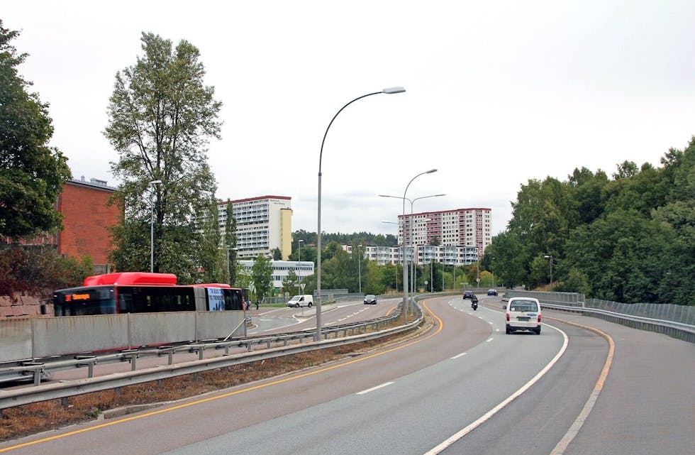 Trondheimsveien er en barriere som deler boligområder. Foto:
