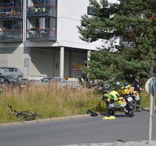 ULYKKE: En syklist skal ha gått i bakken på Grorud og pådratt seg alvorlige skader søndag ettermiddag. Foto: