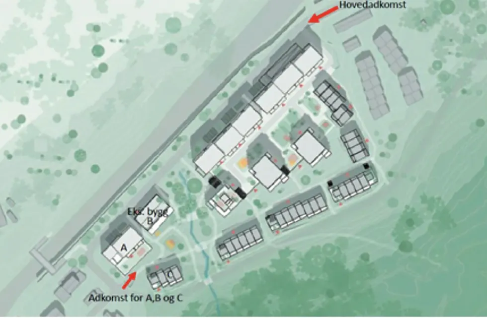 Skisse av foreslått plangrep for boligbygging, Grorud leir, Trondheimsveien 529. Foto: