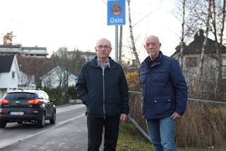 SPÅR PROBLEMER: Villy Kolstad (t.h.) og Bjørn Braaten ser ikke mye positivt med den planlagte bomringen rundt Høybråten. Foto: