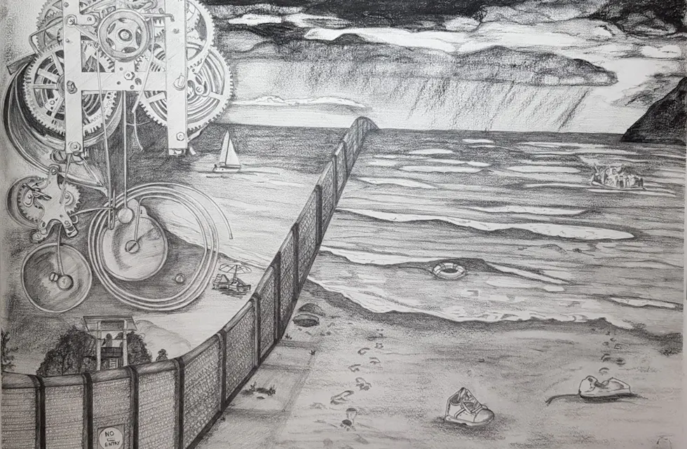 Dette er «Tic tac Humanity» som var stilles ut på London Art Biennale