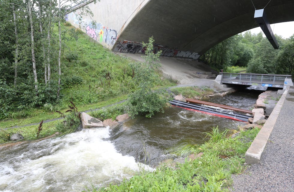 DÅRLIG VALG: Styreleder i Naturvernforbundet i Groruddalen, Helge Braathen, er ikke overrasket over at konstruksjonene rundt fjernvarmerørene er ødelagt på grunn av vannmassene. Han mener det burde ha vært bygd en bru over rørene.