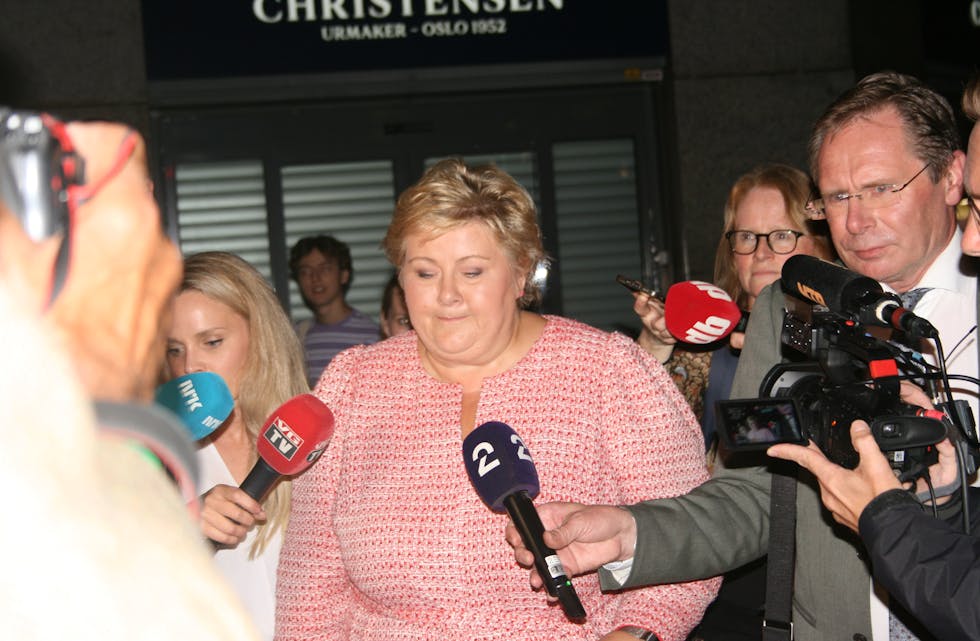 PÅ VEI TIL DEBATT: Erna Solberg ble valgvinner da Høyre for første gang på 99 år ble størst i landet.