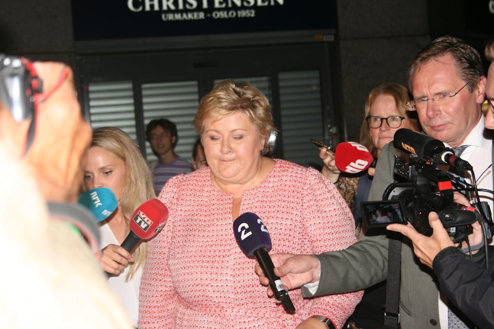 PÅ VEI TIL DEBATT: Erna Solberg ble valgvinner da Høyre for første gang på 99 år ble størst i landet.