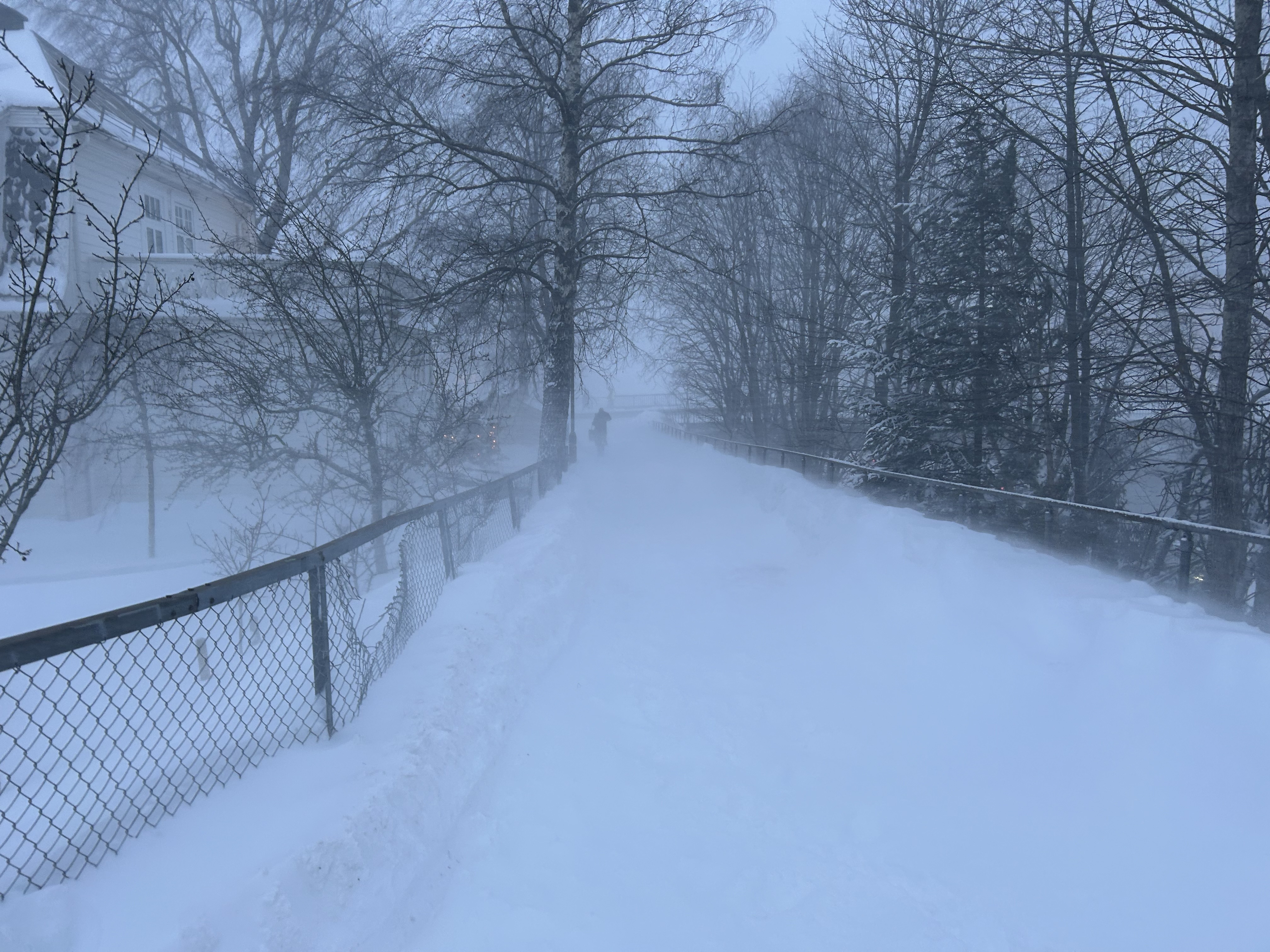 TUNGT FØRE: De store snømengdene gjør at det er tungt å bevege seg ute. Spor etter tidligere fotgjengere forsvant nesten like fort som de kom da snøværet sto på på det verste.