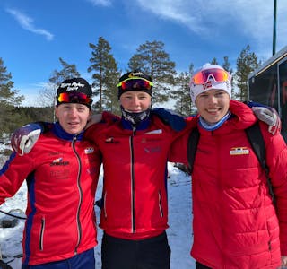 TIL VM: Mons Melbye (midten) skal til junior-VM i Slovenia. Her med klubbkameratene Sander Haukvik-Jensen og Erik Rømo.