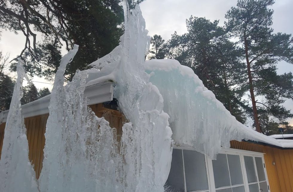 Frostskadet hytte i januar. Foto: Fremtind.