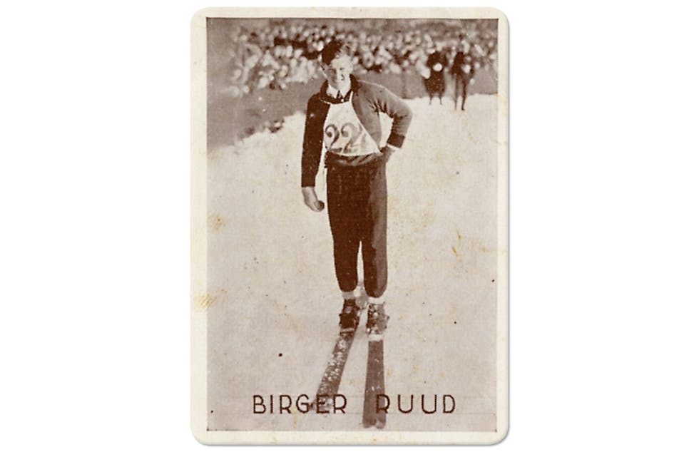 Kongsbergs storhopper Birger Ruud satte verdensrekord i Flubergbakken med et hopp på hele 72 meter.
