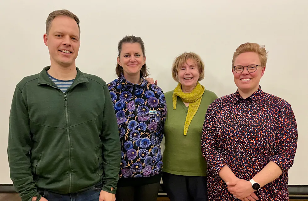 Det nyvalgte styret i Apalløkka vel, bestående av Christian Markus Weber, (f.v), Camilla Gjendem, Kari Margrethe Bjørklund og Marte Oraug Skogtrø.