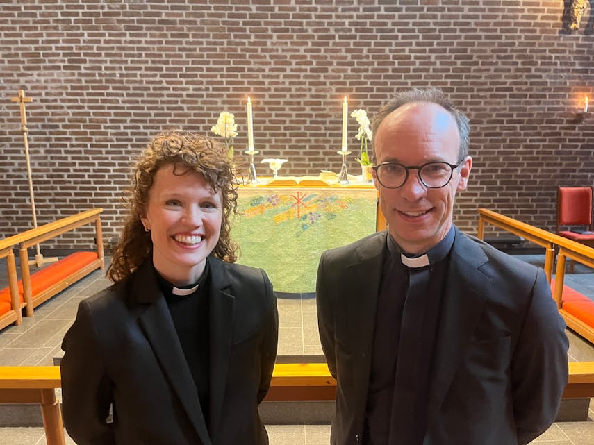 Elise Gillebo Skredsvig og prost Christofer Solbakken kommer til å utgjøre et godt samarbeid i menigheten.