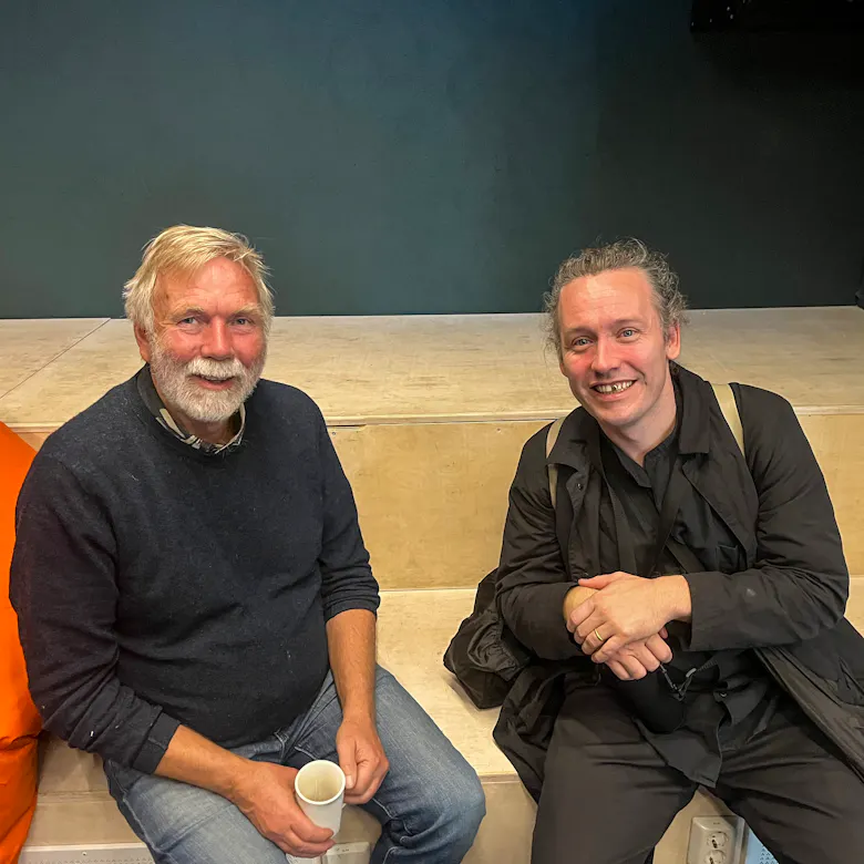 Prosjektleder Nærmiljøprogram Sletteløkka, Lars Eivind Bjørnstad (t.v.) og arkitekt ved NTNU, Alexander Eriksson Furunes.