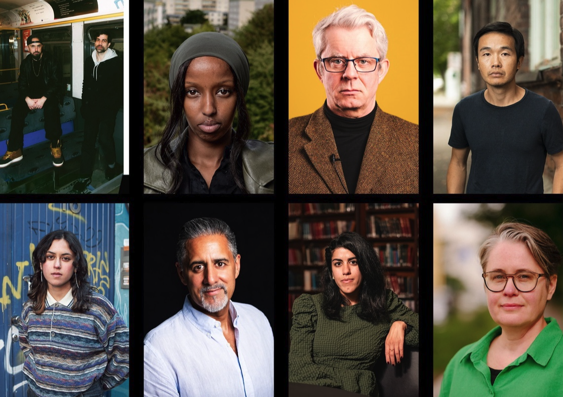 Foto: Don Martin og Zeshan Shakar/Bonnier. Faysa Idle/Nicklas Thegerstrøm. Knut Nærum/Lina Hindum. Brynjulf Jung Tjønn/Maria Kleppe Vihovde. Mira Hussain/Oda Berby. Abid Raja/Lina Hindum. Karoline Mirković/Fartein Rudjord. Neda Alaei/Jan Tore Eriksen.