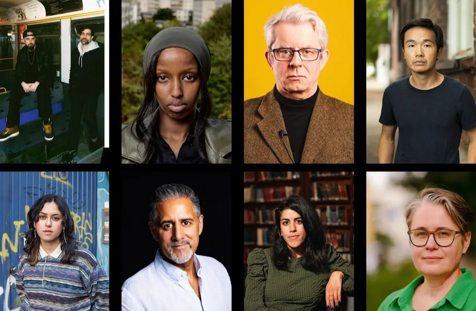 Foto: Don Martin og Zeshan Shakar/Bonnier. Faysa Idle/Nicklas Thegerstrøm. Knut Nærum/Lina Hindum. Brynjulf Jung Tjønn/Maria Kleppe Vihovde. Mira Hussain/Oda Berby. Abid Raja/Lina Hindum. Karoline Mirković/Fartein Rudjord. Neda Alaei/Jan Tore Eriksen.