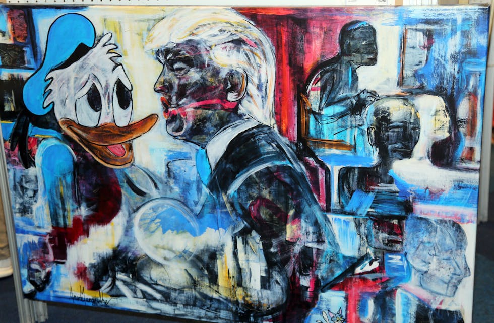 AKTUELL KUNST: Så får vi se det om det er Donald (t h) som blir ny president. Donald (t v) ser en tanke skeptisk ut til at det kan skje.