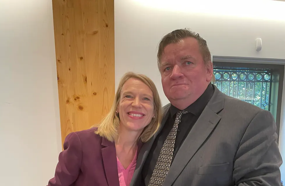 Norges ambassadør til USA, og tidligere utenriksminister Anniken Huitfeldt i Norges ambassade i Washington D.C.