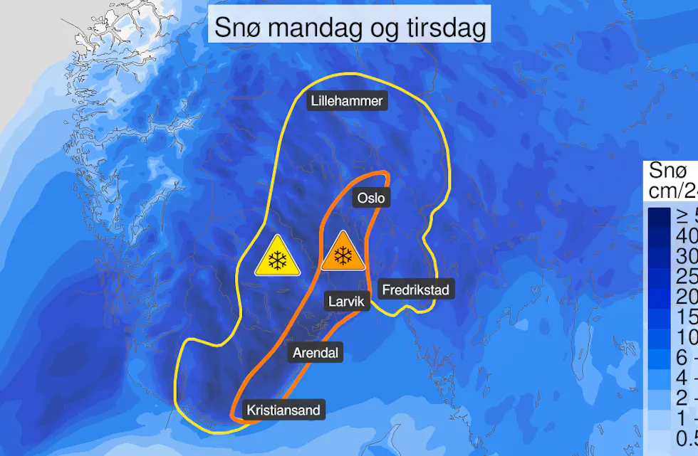 Meteorologisk Institutt har sendt ut oransje farevarsel i vår region.