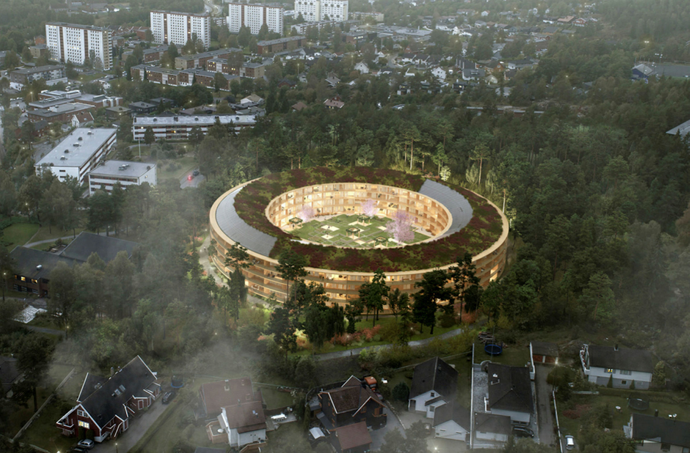 BYGGES NÅ: O-blokka eller sirkelblokka til OBOS har fått mye pepper. Den bygges nå. (Foto: Code Illustrated Future).