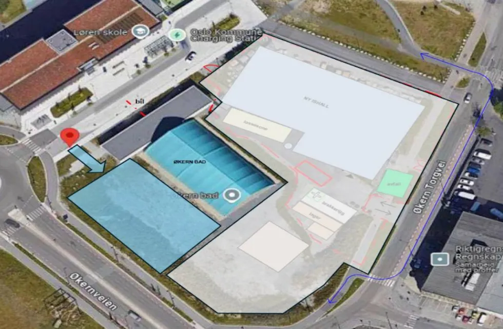 FORSLAG: Her ser forfatterne for seg at barn og unge kan få bedre plass. (Skjermdump Google Maps).