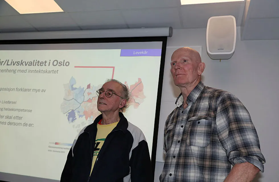 NOE MÅ GJØRES: Bjørn Engstrøm (t.v.) og Ole-Jørgen Pettersen mener at det må nytt tankesett på plass for å løse helseutfordringene i bydelene.