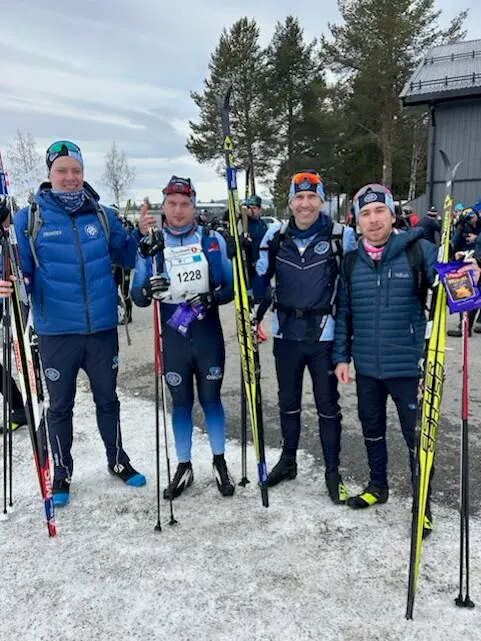 Gutta fra pulje 1 i mål. Fra venstre Erling, Eirik, Morten og Tobias