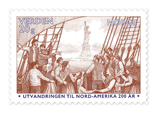 SPENNENDE REISE: Land og Frihetsgudinnen i sikte for norske utvandrere for 200 år siden. Foto: Posten Norge