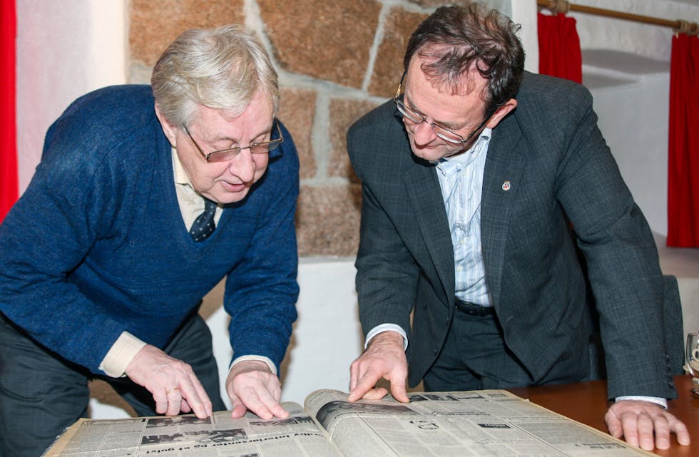 SAMARBEID: Daværende byrådsleder Erling Lae (t.h.) og redaktør Hjalmar Kielland hadde mange samtaler om både bydelsgrenser og annet som angikk Groruddalen opp gjennom årene.