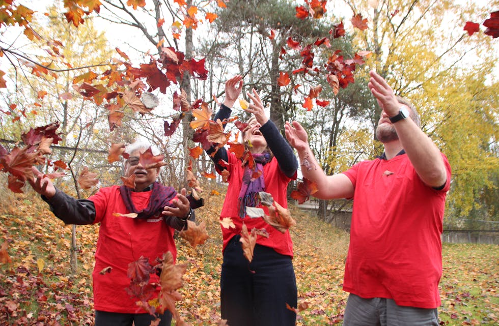 RØDT SØKELYS: Fredag lyser signalbygg verden rundt opp i rødt for å markere kampen mot polio. I mangel på røde lyskastere og kveldsmørke fikk de røde høstfargene gjøre nytten i avishagen.