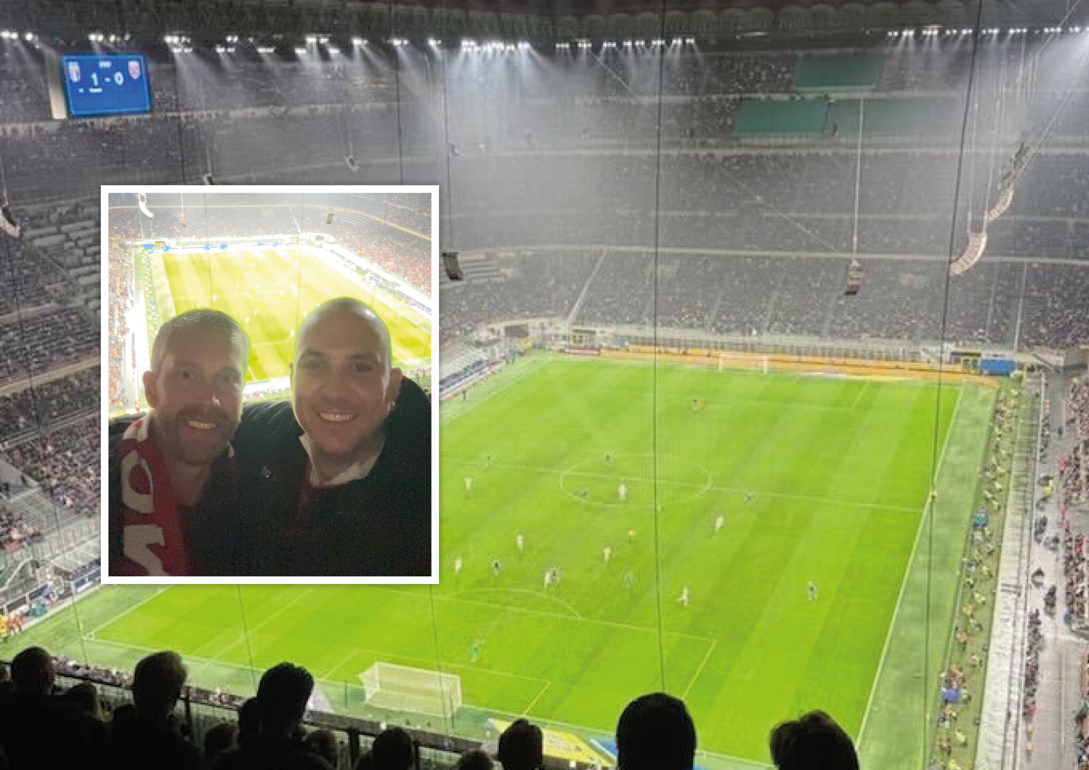 NORGE SKAL TIL VM: Det ble klart søndag kveld da landslaget gruste Italia. På tribunen satt Martin Tveit (t.v) og Trond Ingebretsen.