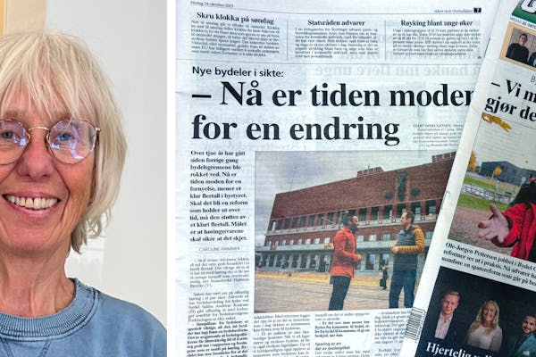 Innleggsforfatter Tone Zander og faksimile av Akers Avis Groruddalen 24. oktober 2025.