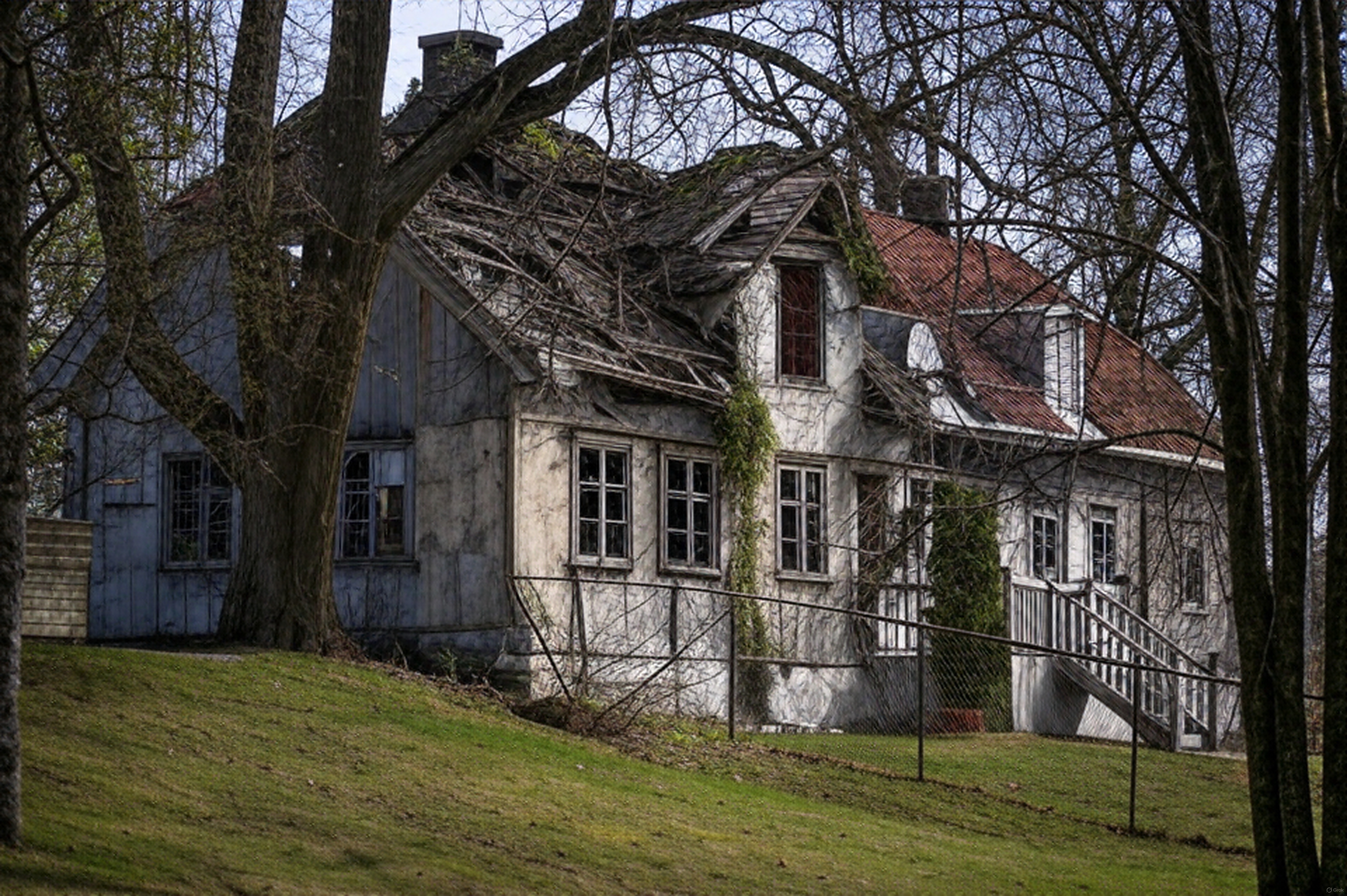 Kunstig intelligens har gjort en studie av hvordan Teisen gård kan se ut om noen år, forutsatt at forfallet får fortsette.