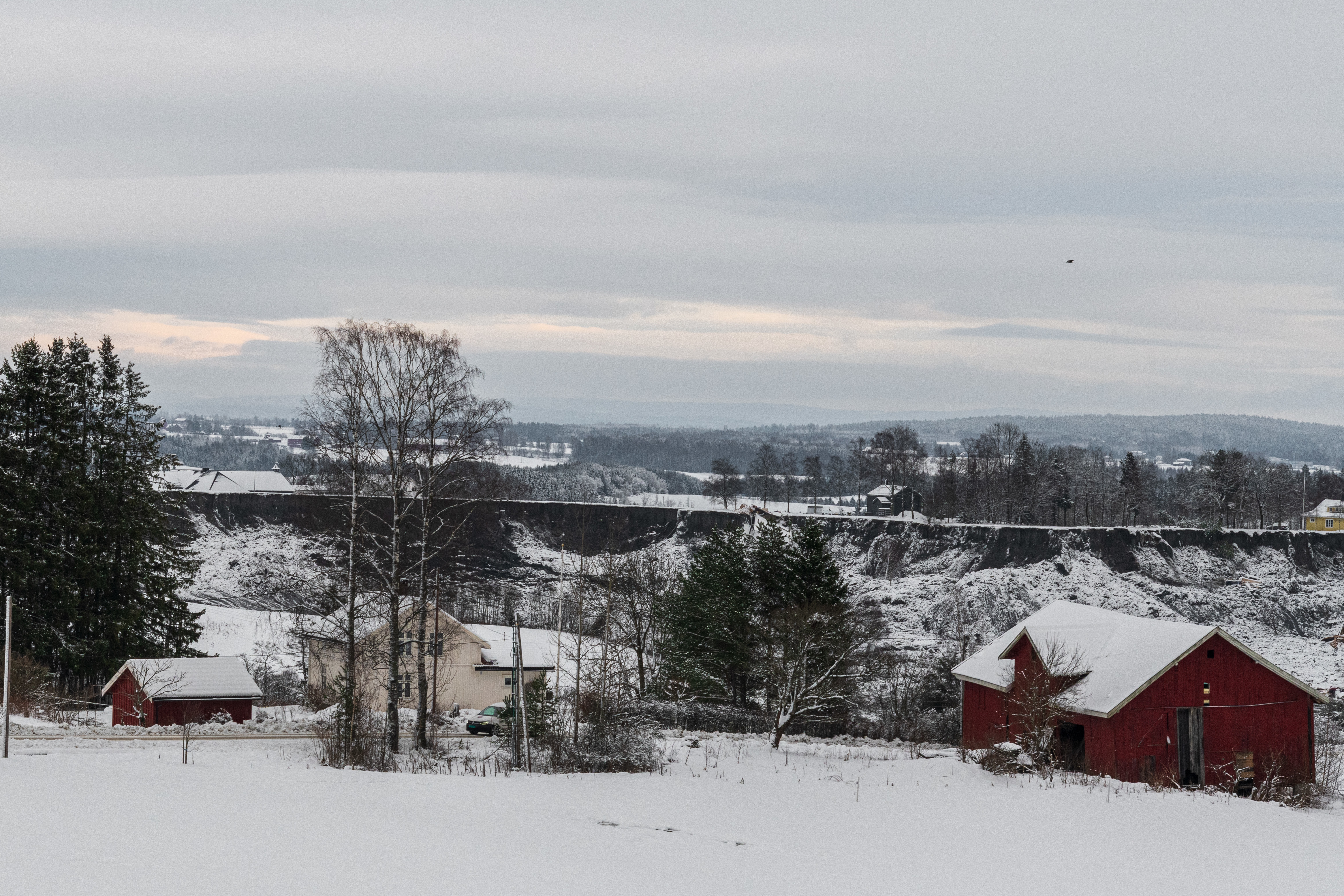 En bit av skredet på Ask i Gjerdrum. (Foto: Tommy Gildseth)