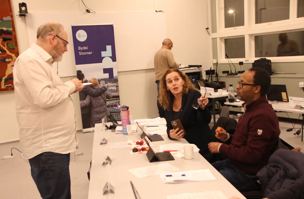 KRITISKE TIL LØNNSFORSLAGET: Atgeirr Flø Rasmussen (SV), Anne Karima Nordengen (Ap) og Shuayb Yassin Mohammed (Ap) uttrykte bekymring knyttet til en justering av lønnsnivået i sommerjobbordningen.