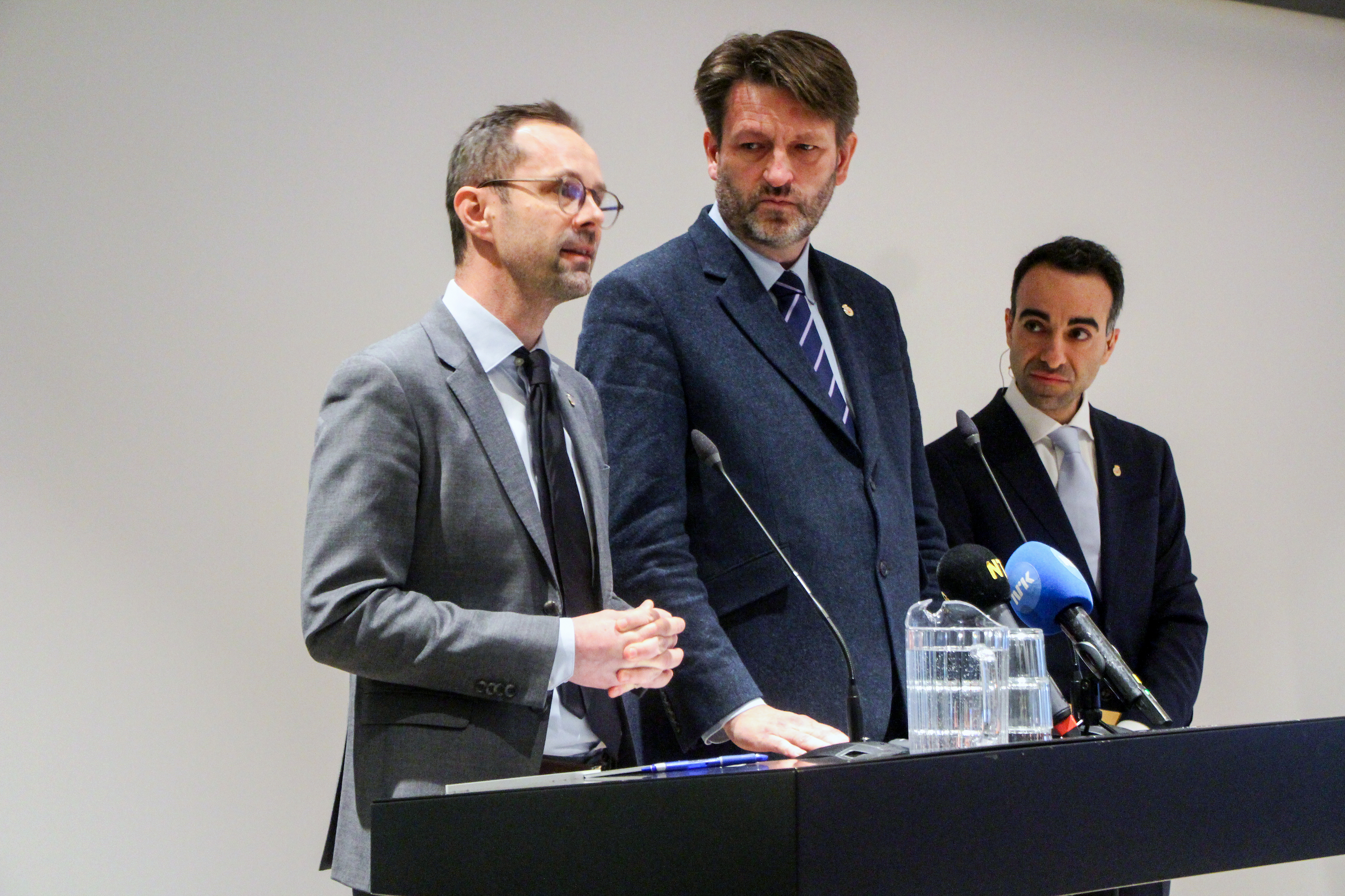 BYDELSREFORMEN: Byrådet går ikke inn for én samlet bydel i Groruddalen. Nå er det opp til bystyret 
å ta stilling til det endelige utfallet av forslaget som finansbyråd Hallstein Bjercke (f.v.), byrådsleder Eirik Lae Solberg og helsebyråd Saliba Andreas Korkunc la fram tirsdag.